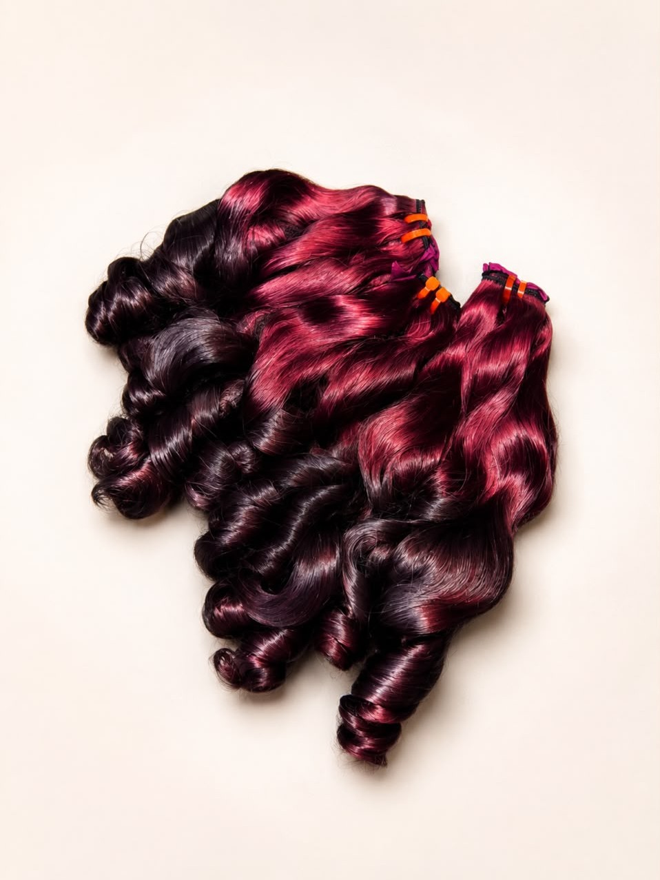 SDD WEFT OMBRÉ BURGUNDY/DARK BURGUNDY BOUNCE CURLS HUMAN HAIR WITH 5BY5 CLOSURE